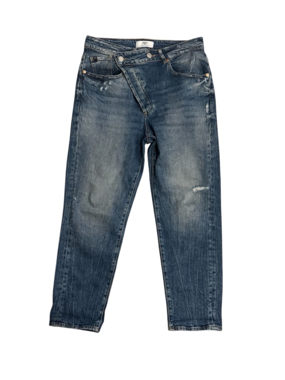 Le Temps Des Cerises Women’s Faded Blue Relaxed Jeans Cross Over Waist